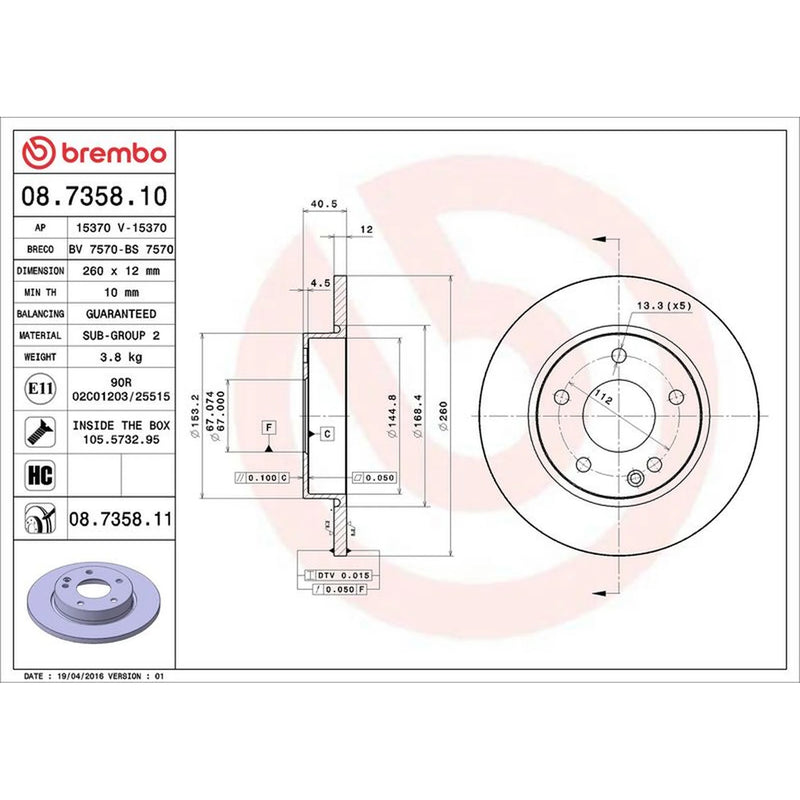 Brembo Front Brake Solid Discs & Pads fits Mercedes-Benz A-Class 1997-2004
