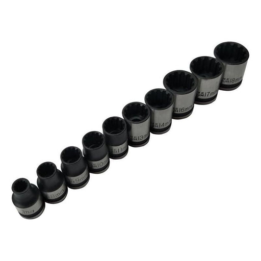 Bluespot Tools 3/8in Drive Spline Socket Set Metric, 10 Piece BlueSpot Tools - Dynamic Drive