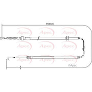 Apec Handbrake Cable Left Rear fits VW Transporter 1990-2003 1.9 2.0 2.4 2.5 2.8