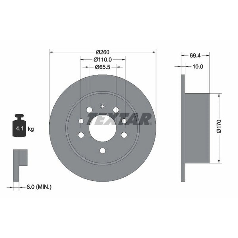 Textar 2 x Solid Brake Discs 92068800