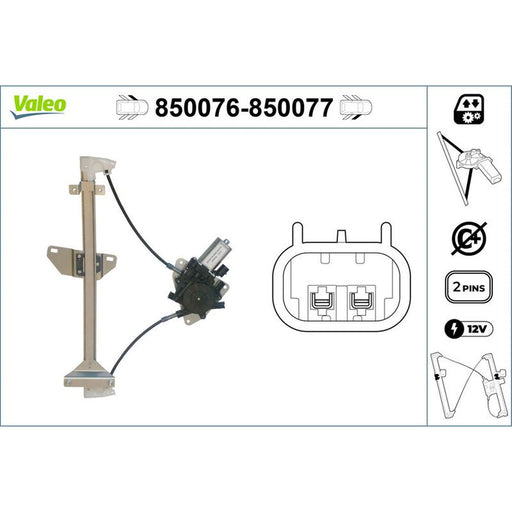 Valeo Electric Window Regulator Lifter Right Front 850077