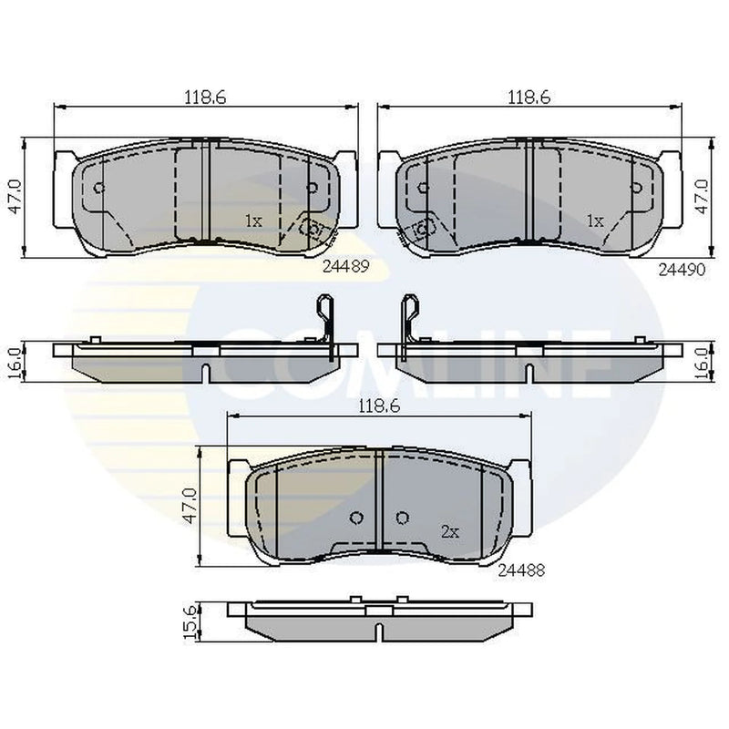 Comline 4 x Rear Brake Pad Set fits Hyundai H-1 2000-2007 2.5