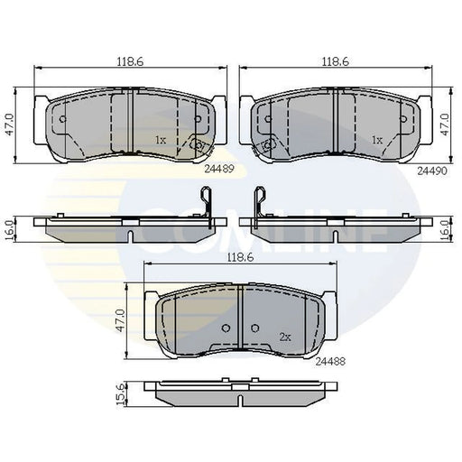 Comline 4 x Rear Brake Pad Set fits Hyundai H-1 2000-2007 2.5