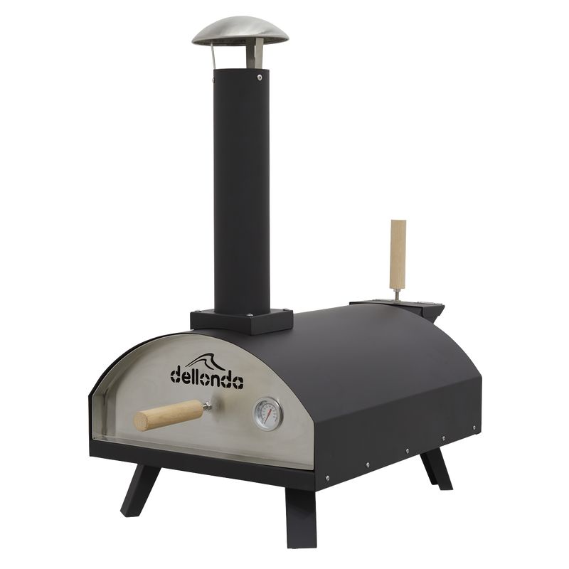 Dellonda Portable Wood-Fired 14" Pizza Oven and Smoking Oven Black/Stainless Steel Dellonda  - Dynamic Drive