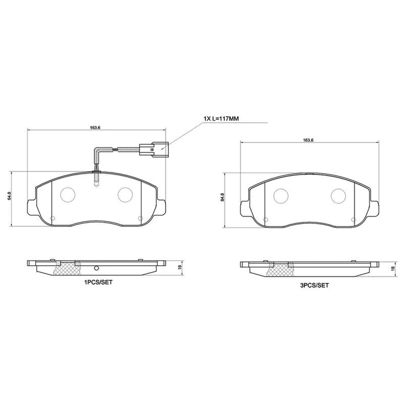 Brembo 4 x Front Brake Pad Set fits Nissan Interstar 2021-2024