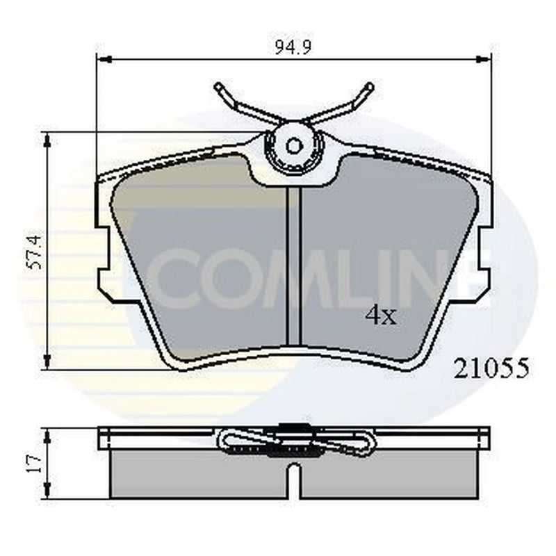 Comline 4 x Rear Brake Pad Set fits VW Transporter 1990-2003 2.4 2.5