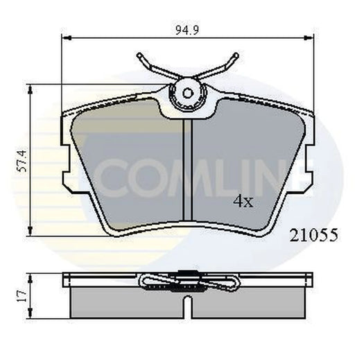 Comline 4 x Rear Brake Pad Set fits VW Transporter 1990-2003 2.4 2.5