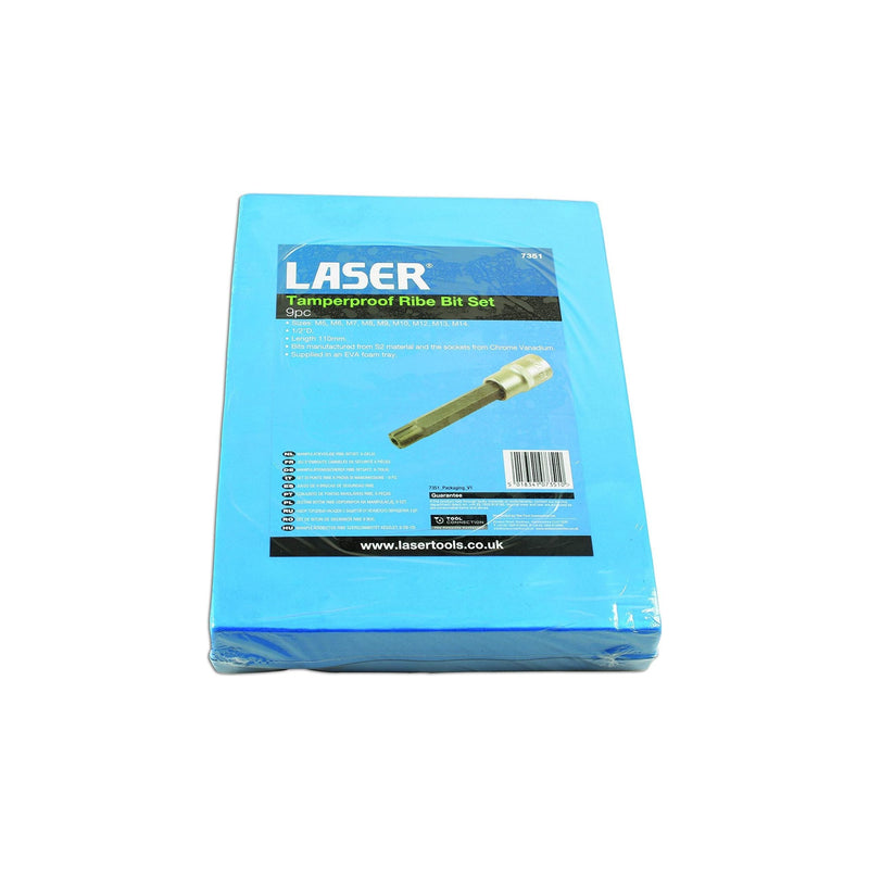 Laser Tamperproof Ribe Socket Bit Set 1/2"D 9pc 7351 Laser - Dynamic Drive