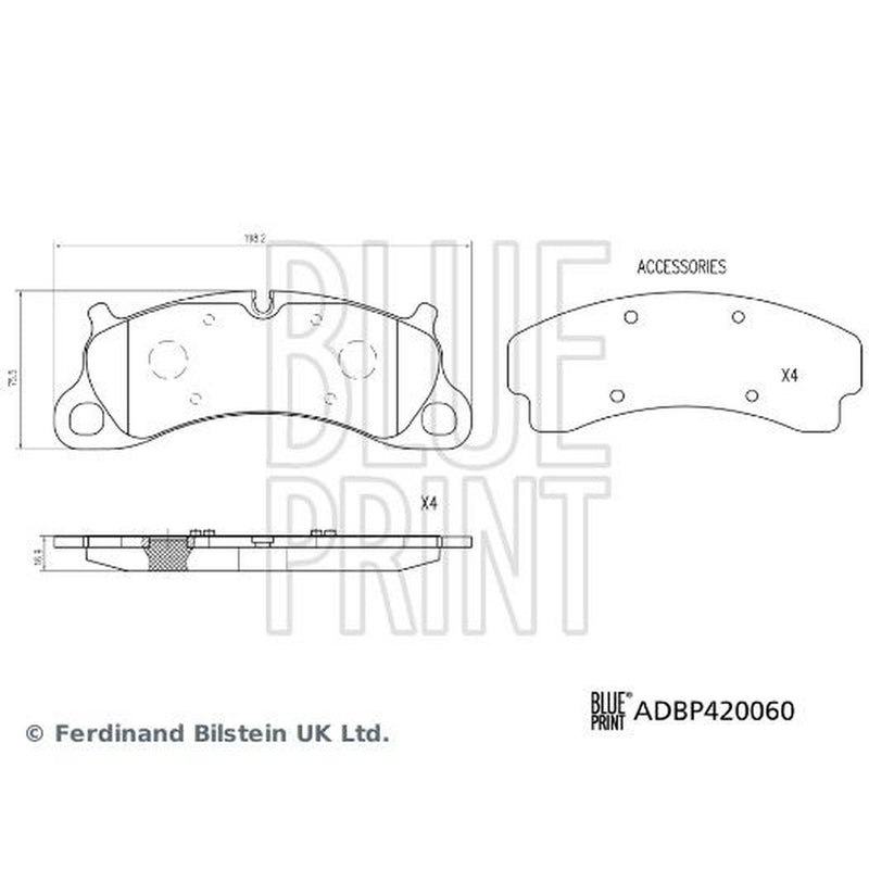 Blue Print Front Brake Pad Set fits Porsche 911 2011-2019 3.8