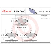 Brembo 4 x Front Brake Pad Set fits Mercedes-Benz C-Class 2007-2014