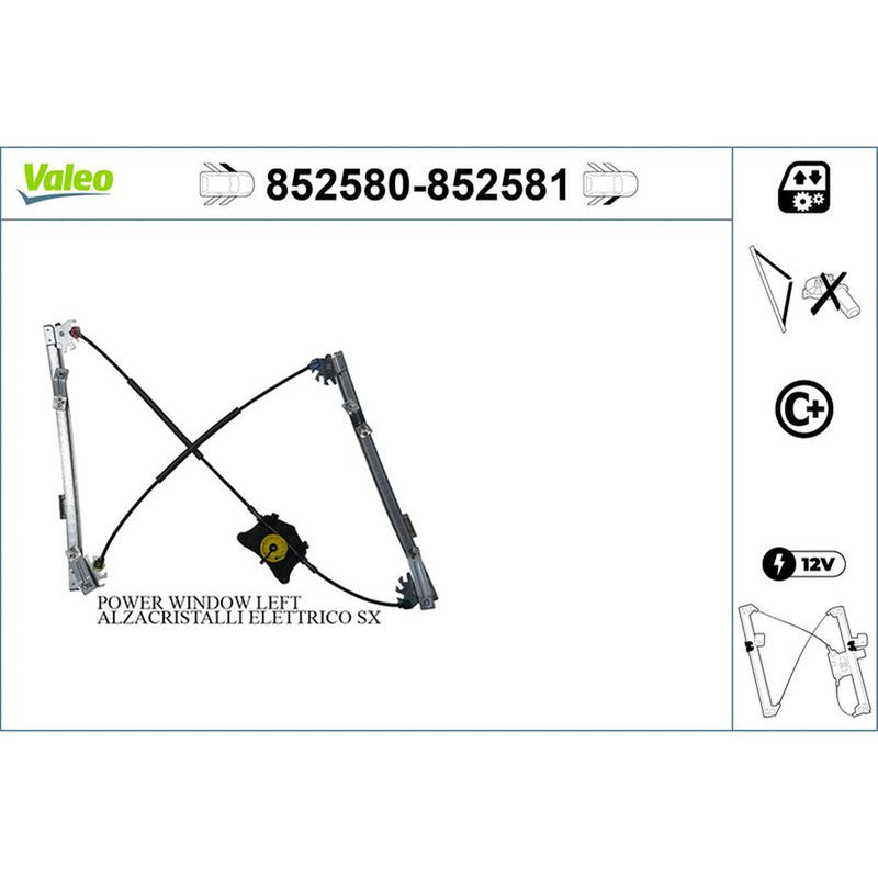 Valeo Electric Window Regulator Lifter Right Front 852581