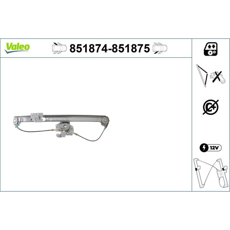 Valeo Electric Window Regulator Lifter Right Rear 851875