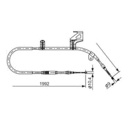 Bosch Handbrake Cable Right Rear fits Skoda Superb I 2001-2008