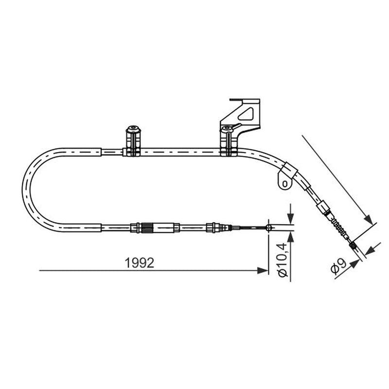 Bosch Handbrake Cable Right Rear fits Skoda Superb I 2001-2008