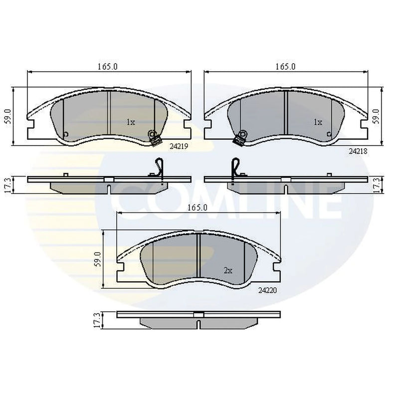 Comline 4 x Front Brake Pad Set fits Kia Cerato I 2004-2009 1.5 1.6 2.0