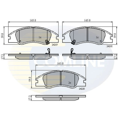 Comline 4 x Front Brake Pad Set fits Kia Cerato I 2004-2009 1.5 1.6 2.0