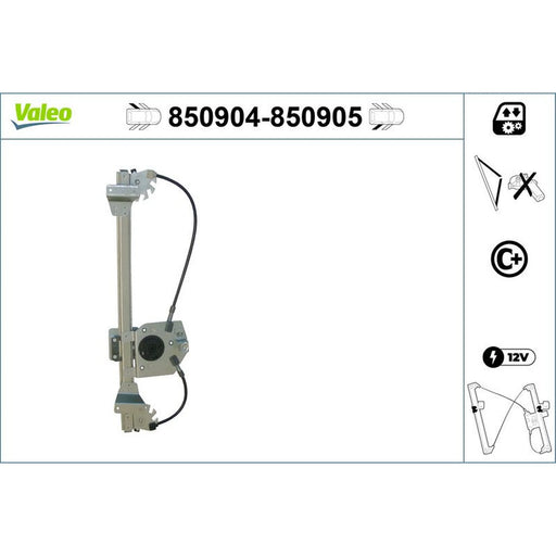 Valeo Electric Window Regulator Lifter Right Rear 850905