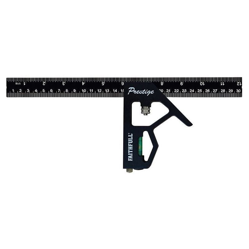 Faithfull Prestige Combination Square Black Aluminium 300mm (12in) Faithfull - NN4 Online