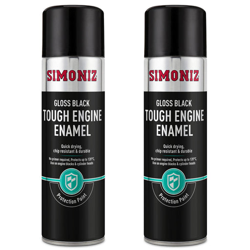2x Simoniz Gloss Black Tough Car Spray Protection Paint Aerosol Enamel 500ml Simoniz  - Dynamic Drive