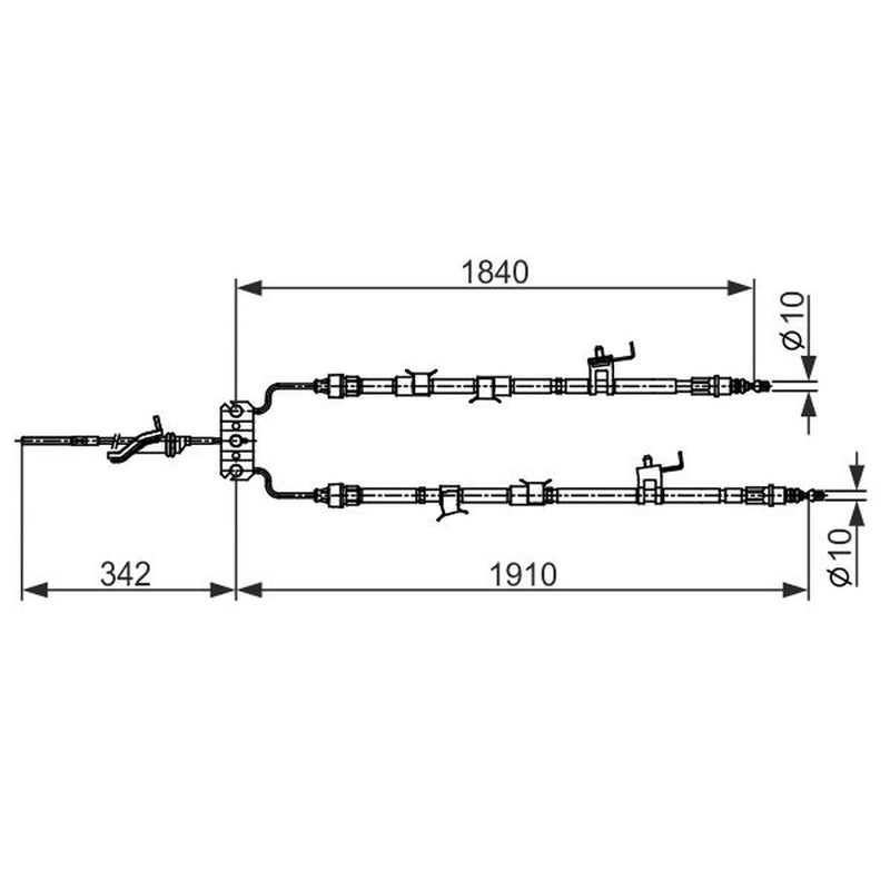 Bosch Handbrake Cable Centre fits Mazda 3 2003-2014 1.3 1.6 2.0 2.2 2.3