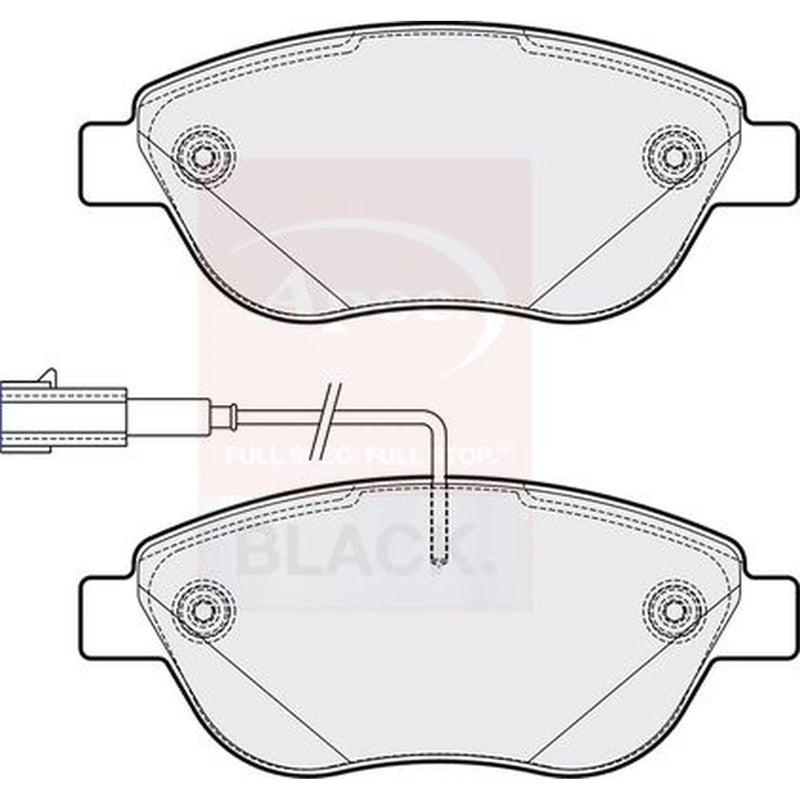 Apec Black Front Brake Pad Set fits Abarth 500 / 595 / 695 2008 on 1.4