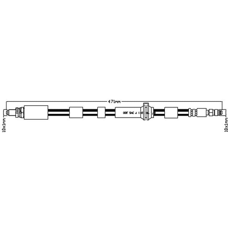 Juratek Brake Hydraulic Hose Line Front Right fits Ford Ka 1996-2008 1.3