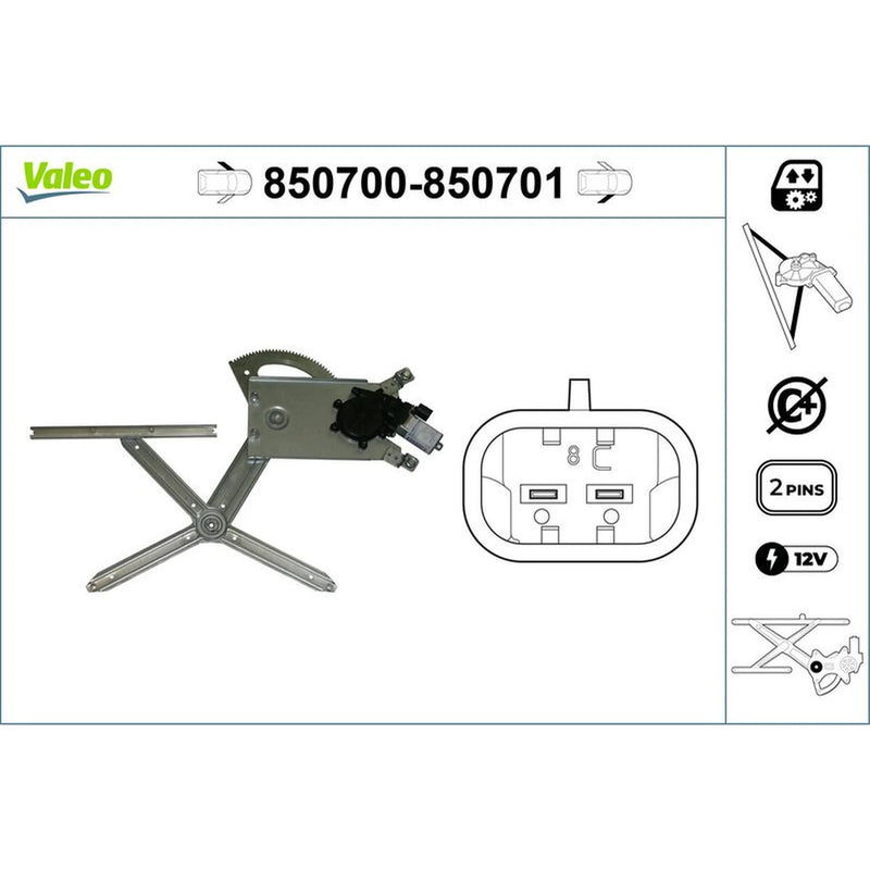 Valeo Electric Window Regulator Lifter Right Front 850701