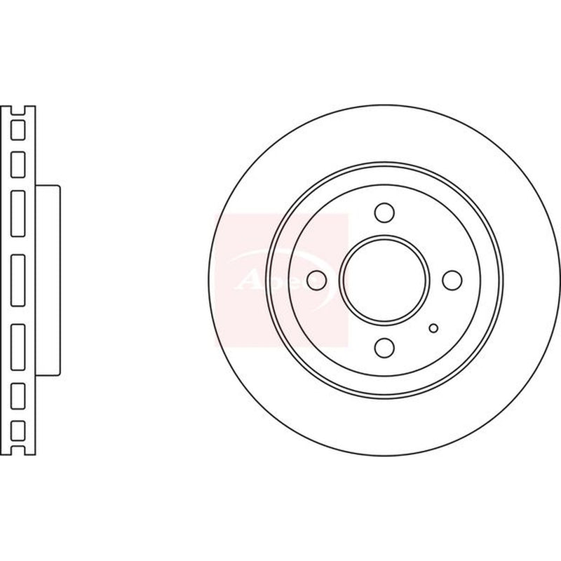 Apec 2 x Vented Brake Discs fits Chevrolet Aveo 2011-2015 1.2 1.3 1.4