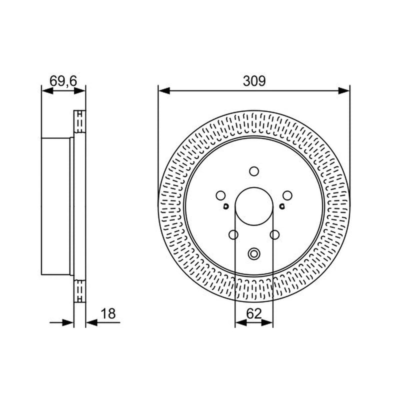 Bosch 2 x Vented Brake Discs fits Lexus Rx 2008-2015