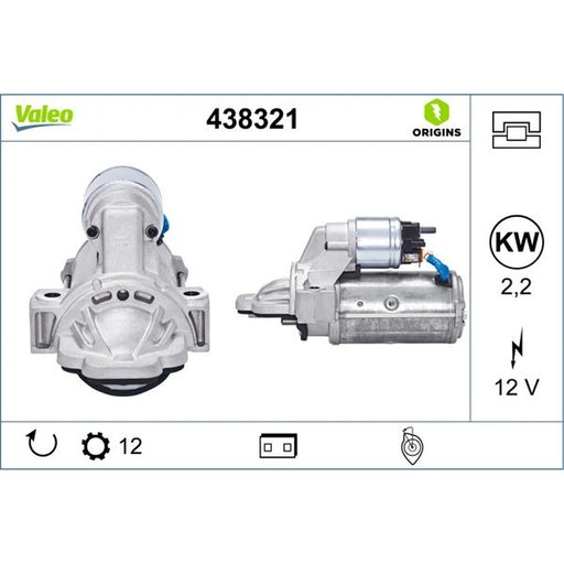 Valeo Starter Motor 12V 2.2kW 12 Teeth 438321