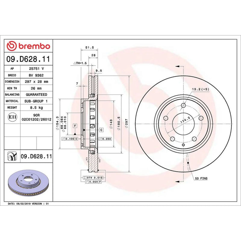 Brembo Front Brake Discs & Pads fits Mazda CX-5 2011-2024 2.0 2.2 2.5