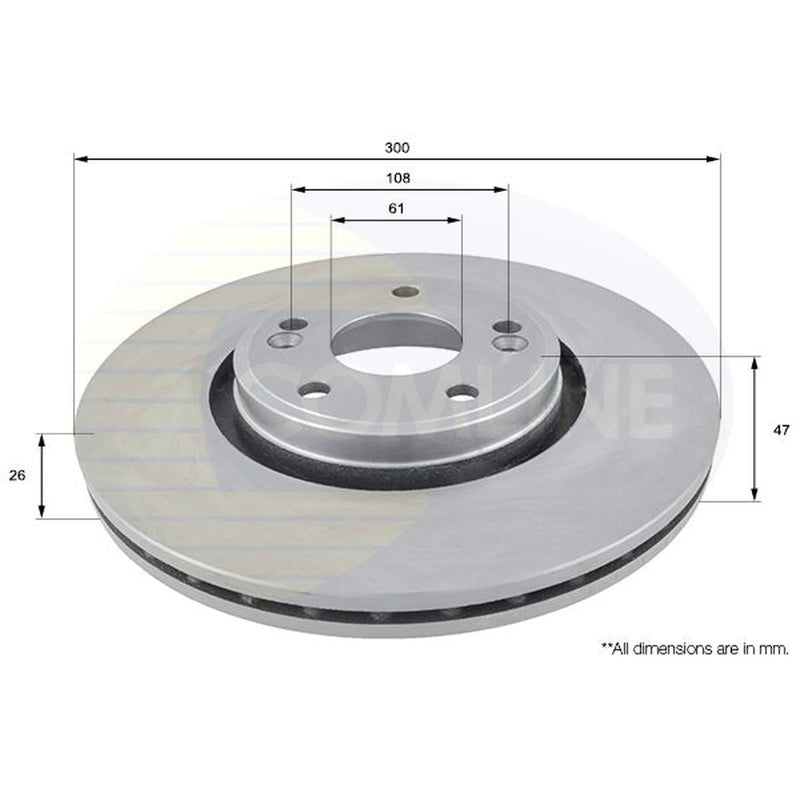 Comline 2 x Front Brake Discs ADC1537V-x2