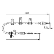 Bosch Handbrake Cable Right Rear fits Kia Picanto I 2004-2011 1.0 1.1