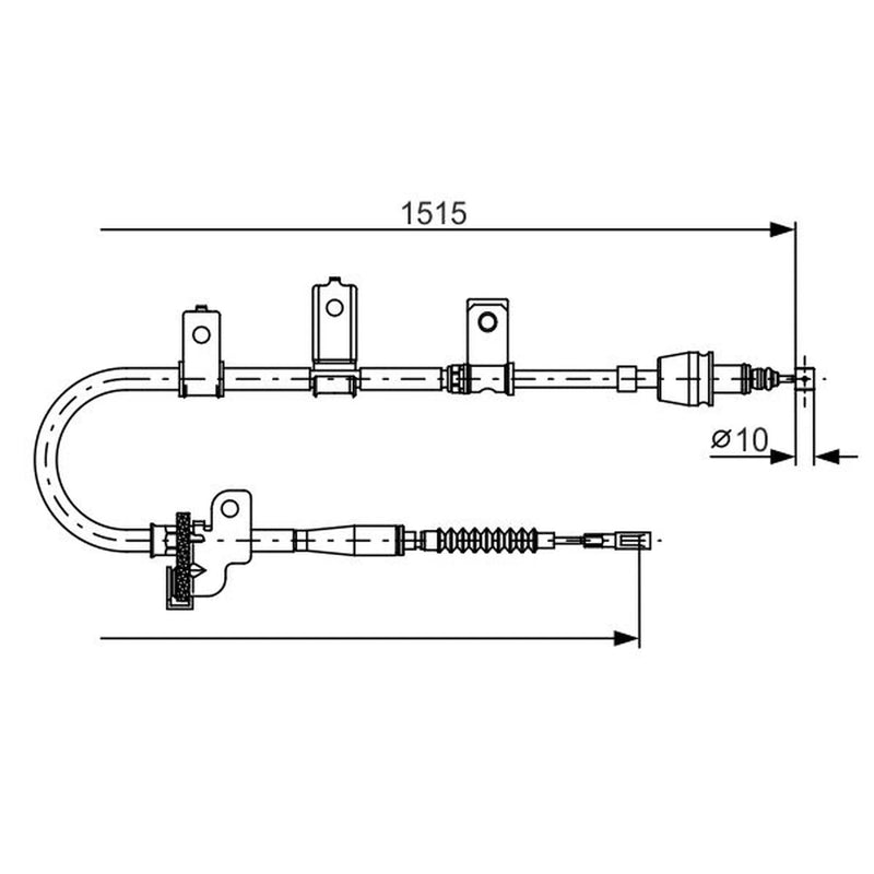 Bosch Handbrake Cable Right Rear fits Kia Picanto I 2004-2011 1.0 1.1