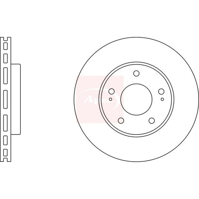 Apec 2 x Vented Brake Discs fits Mitsubishi Space 1998-2004 2.0 2.4