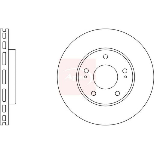 Apec 2 x Vented Brake Discs fits Mitsubishi Space 1998-2004 2.0 2.4