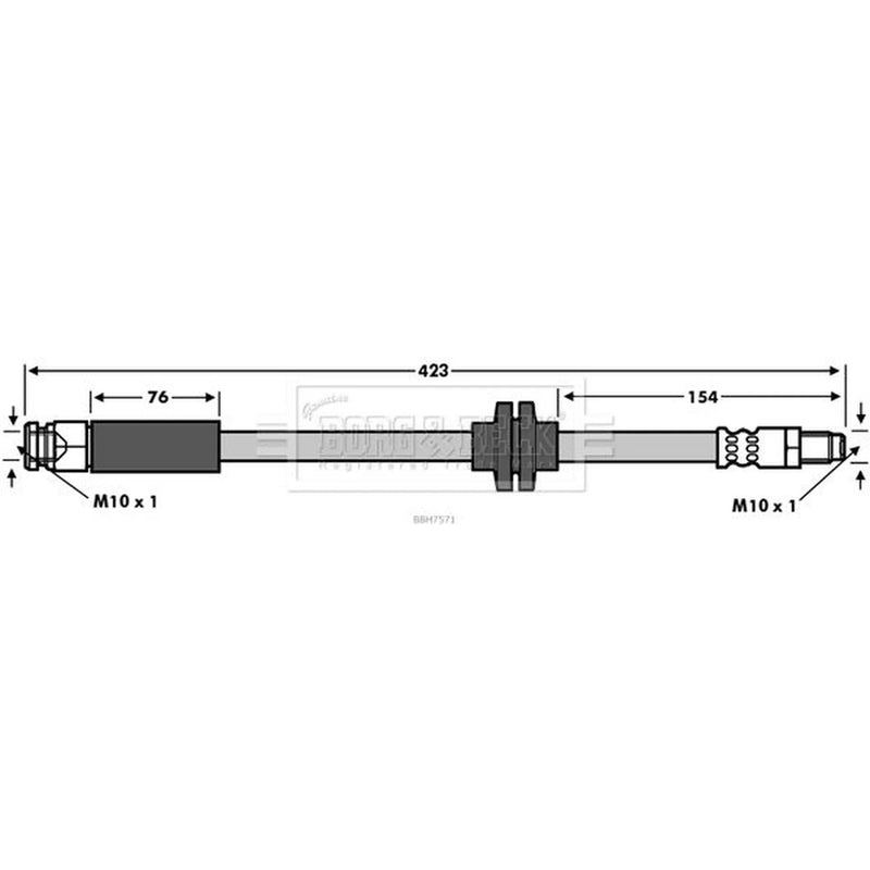 Borg & Beck Brake Hydraulic Hose Line Front Right BBH7571