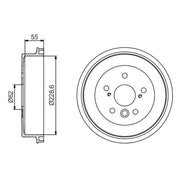Bosch 2 x Brake Drums fits Toyota Rav 4 1994-2005 1.8 2.0