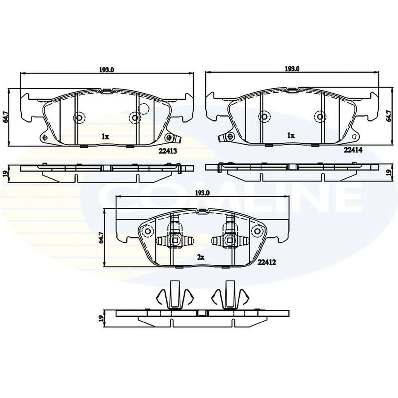 Comline 4 x Front Brake Pad Set fits Ford Galaxy 2019-2023 2.0