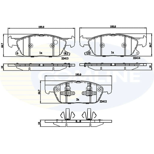 Comline 4 x Front Brake Pad Set fits Ford Galaxy 2019-2023 2.0