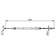 Bosch Handbrake Cable Rear fits Peugeot 406 1995-2004 1.8 1.9 2.0 2.1 2.2 3.0