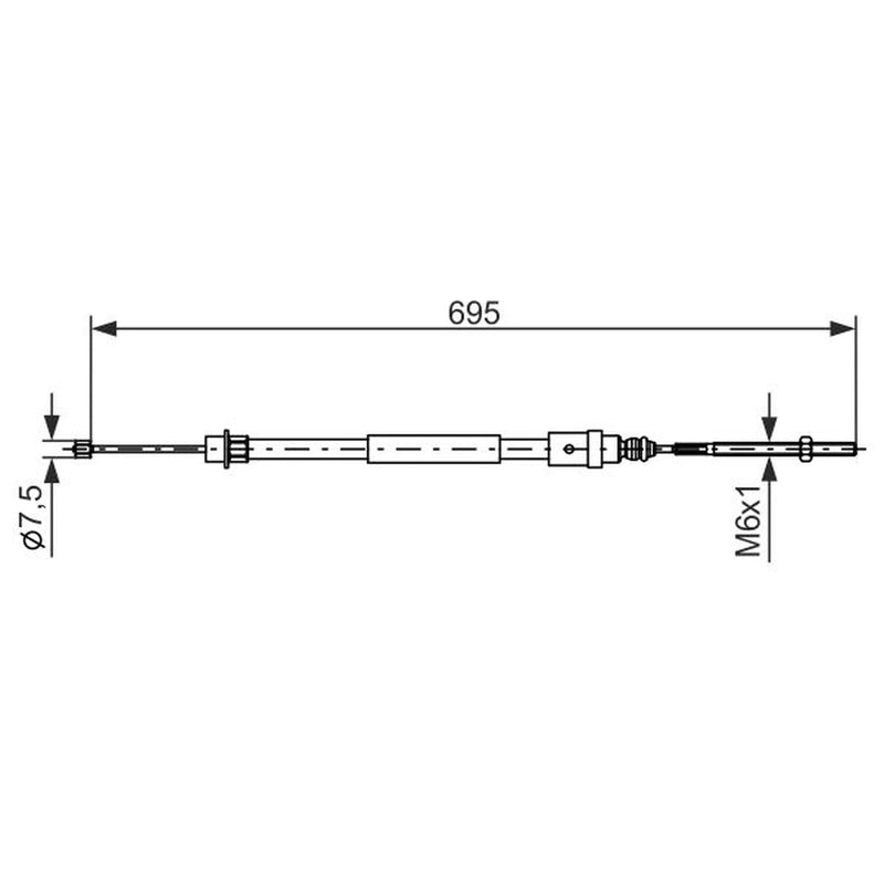Bosch Handbrake Cable Rear fits Peugeot 406 1995-2004 1.8 1.9 2.0 2.1 2.2 3.0