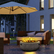 Dellonda Round MgO Fire Pit with BBQ Grill Ø60cm Safety Mesh Screen - Dark Grey Dellonda - Dynamic Drive