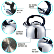 MDS1203 Liberty Silver 2.5 Litre Whistling Kettle CW-T056-B1S Liberty Leisure UK - Dynamic Drive