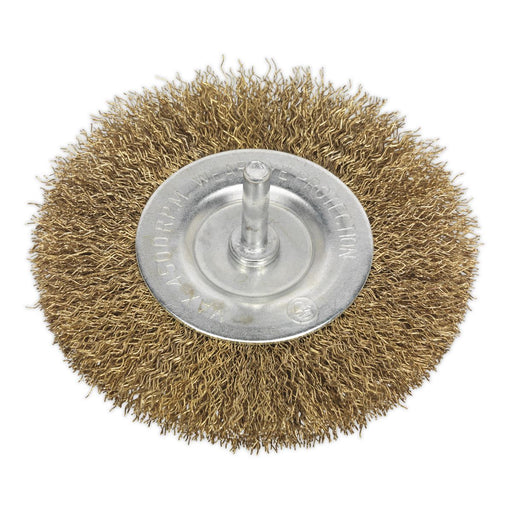 Sealey Flat Wire Brush100mm with 6mm Shaft SFB100 Sealey - Dynamic Drive