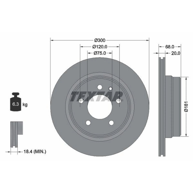 Textar 2 x Externally Vented Brake Discs 92042700