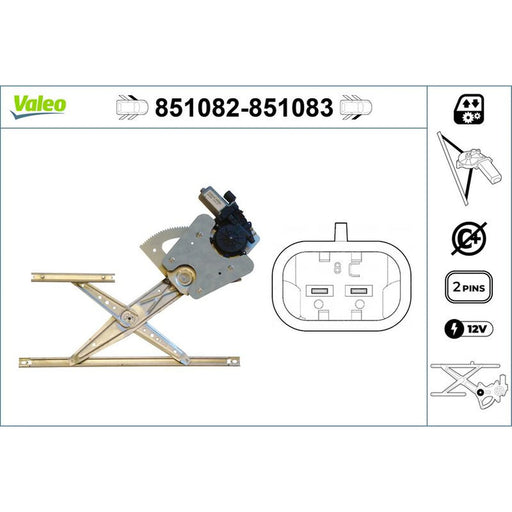 Valeo Electric Window Regulator Lifter Right Front 851083
