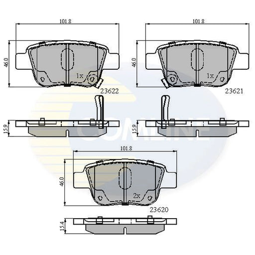 Comline 4 x Rear Brake Pad Set fits Toyota Alphard / Vellfire 2008-2014 2.4 3.5