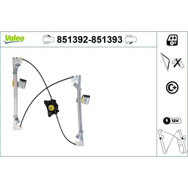 Valeo Electric Window Regulator Lifter Right Front 851393