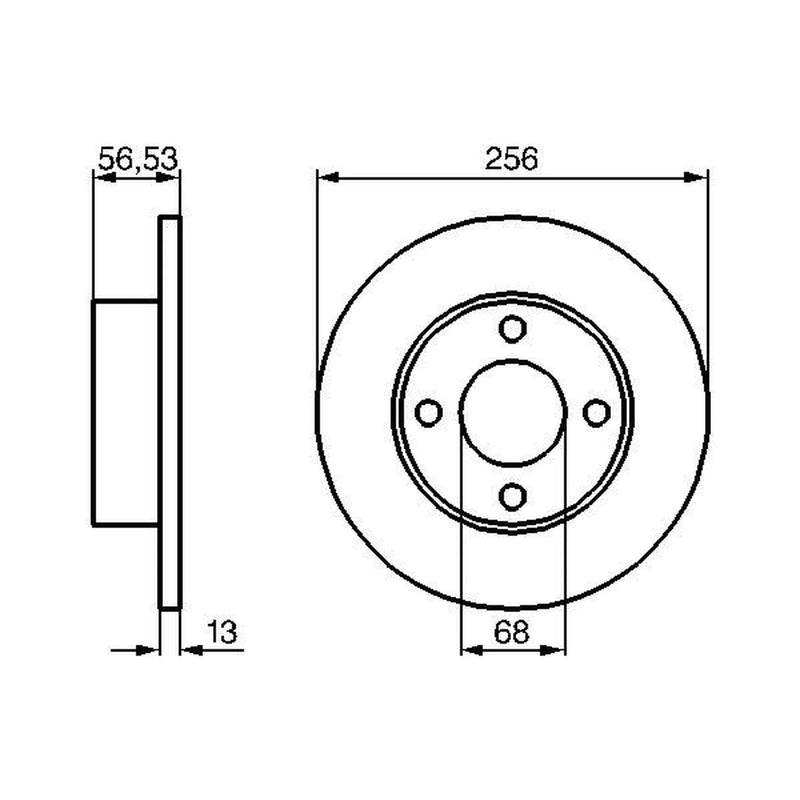 Bosch 2 x Solid Brake Discs fits Audi 80 B4 1991-1994 1.6 1.9 2.0